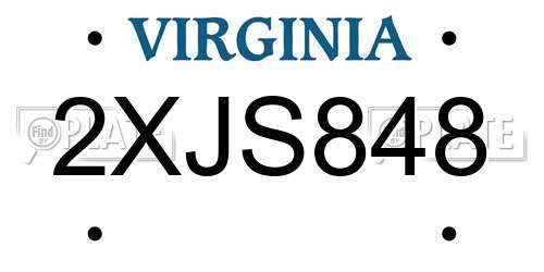2XJS848 Virginia License Plate