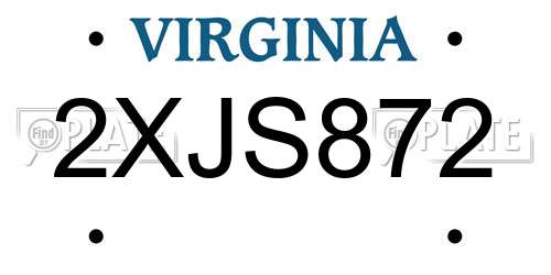 2XJS872 Virginia License Plate