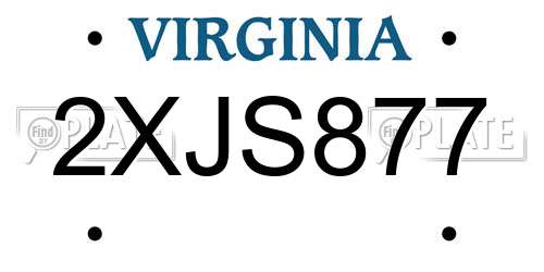 2XJS877 Virginia License Plate