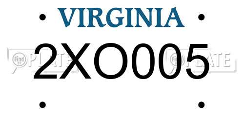 2XO005 Virginia License Plate