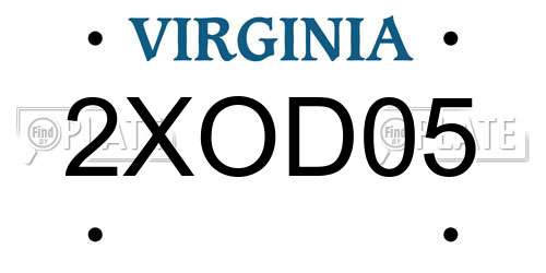 2XOD05 Virginia License Plate