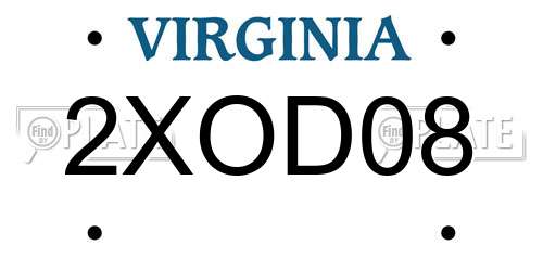2XOD08 Virginia License Plate