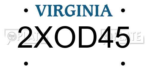2XOD45 Virginia License Plate