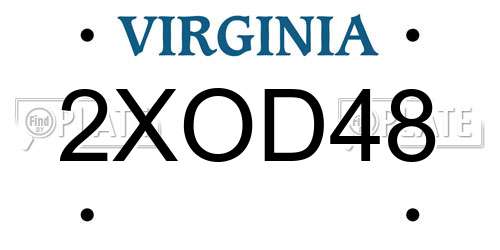 2XOD48 Virginia License Plate