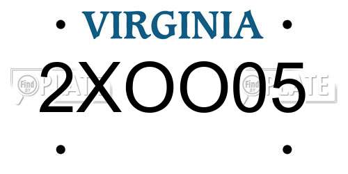 2XOO05 Virginia License Plate