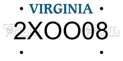 2XOO08 Virginia License Plate