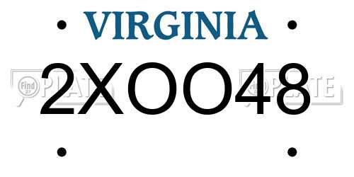 2XOO48 Virginia License Plate