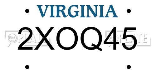 2XOQ45 Virginia License Plate