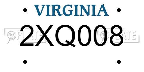 2XQ008 Virginia License Plate
