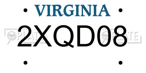2XQD08 Virginia License Plate