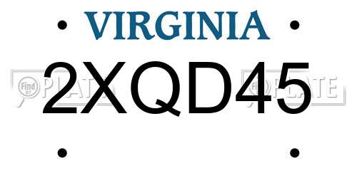 2XQD45 Virginia License Plate