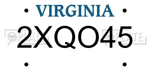 2XQO45 Virginia License Plate