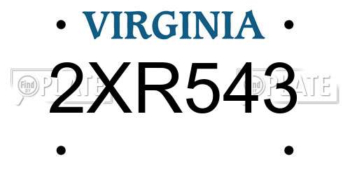 2XR543 Virginia License Plate