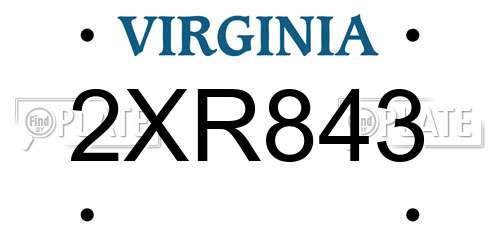 2XR843 Virginia License Plate