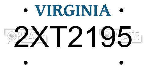 2XT2195 Virginia License Plate