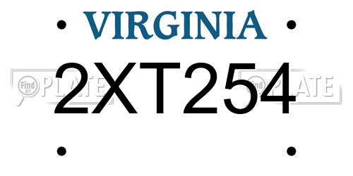 2XT254 Virginia License Plate