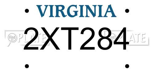 2XT284 Virginia License Plate