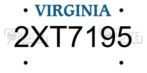 2XT7195 Virginia License Plate