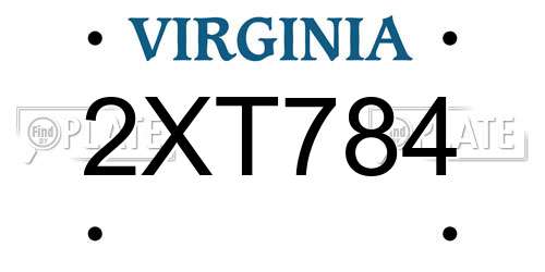 2XT784 Virginia License Plate