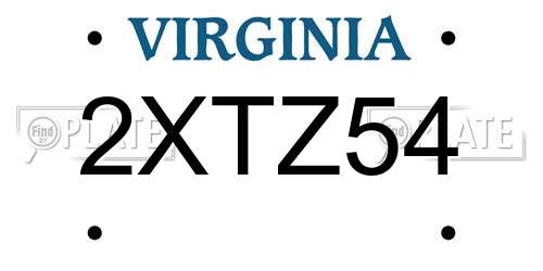 2XTZ54 Virginia License Plate