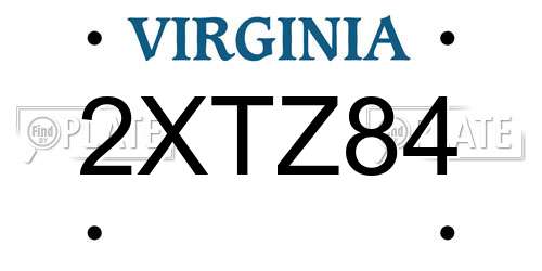 2XTZ84 Virginia License Plate