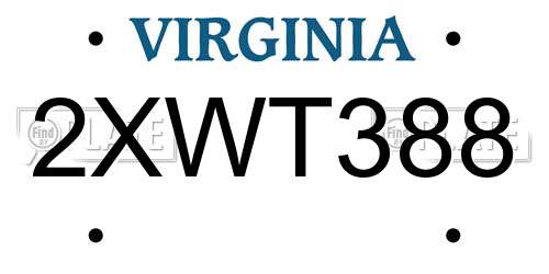 2XWT388 Virginia License Plate