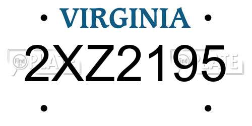2XZ2195 Virginia License Plate