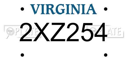 2XZ254 Virginia License Plate