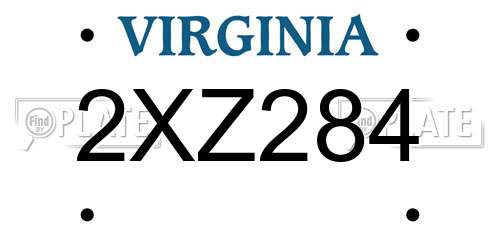 2XZ284 Virginia License Plate
