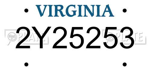 2Y25253 Virginia License Plate