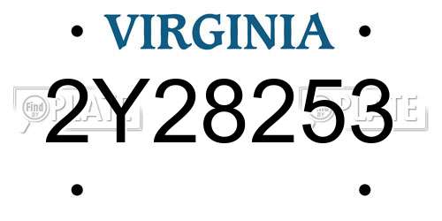 2Y28253 Virginia License Plate