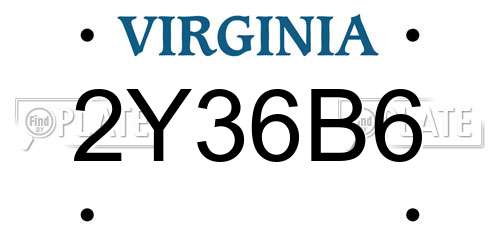 2Y36B6 Virginia License Plate