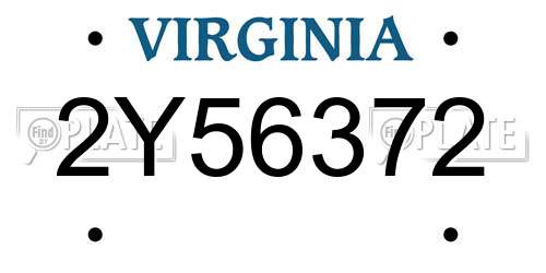 2Y56372 Virginia License Plate