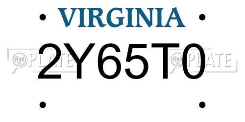 2Y65T0 Virginia License Plate