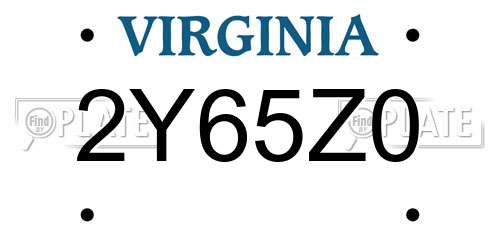 2Y65Z0 Virginia License Plate
