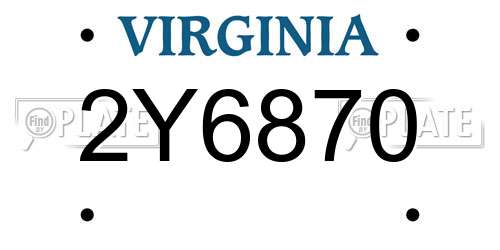2Y6870 Virginia License Plate