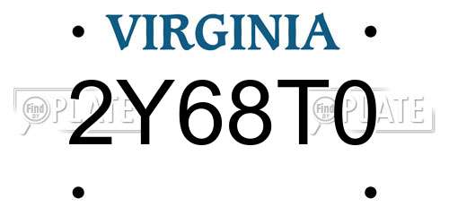 2Y68T0 Virginia License Plate