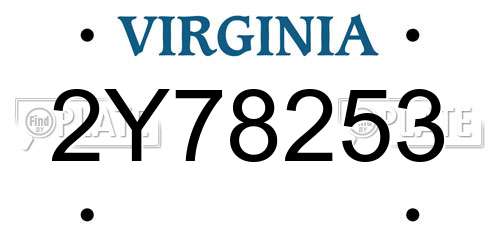 2Y78253 Virginia License Plate