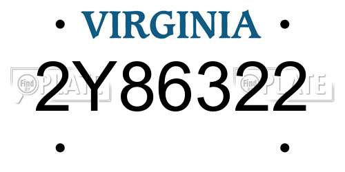 2Y86322 Virginia License Plate