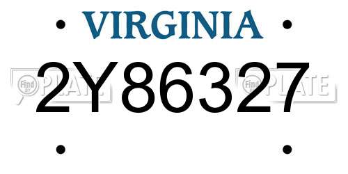 2Y86327 Virginia License Plate