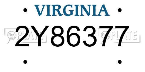 2Y86377 Virginia License Plate