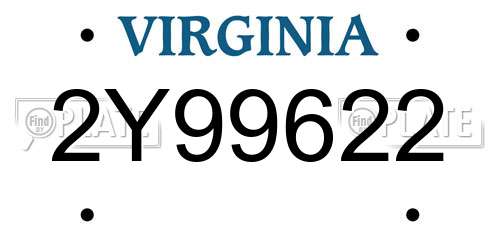 2Y99622 Virginia License Plate