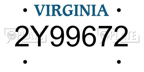 2Y99672 Virginia License Plate