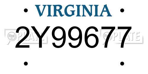 2Y99677 Virginia License Plate