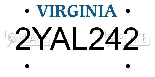 2YAL242 Virginia License Plate