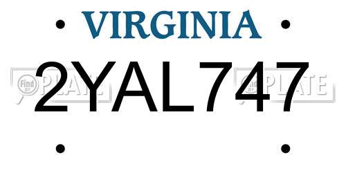2YAL747 Virginia License Plate
