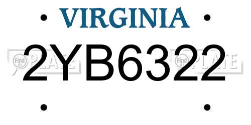 2YB6322 Virginia License Plate