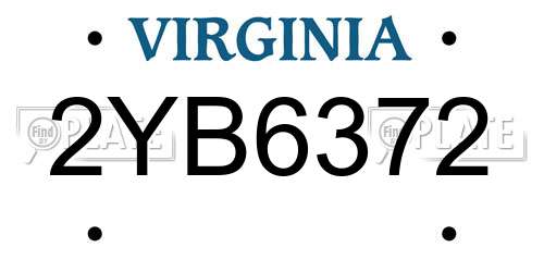 2YB6372 Virginia License Plate