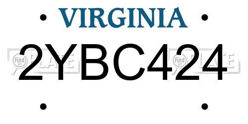 2YBC424 Virginia License Plate