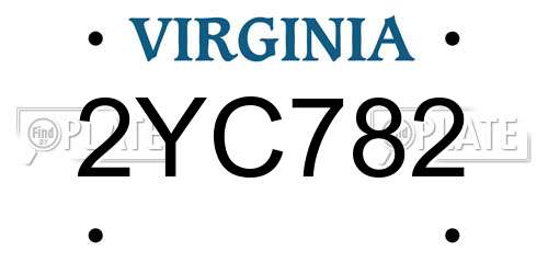 2YC782 Virginia License Plate